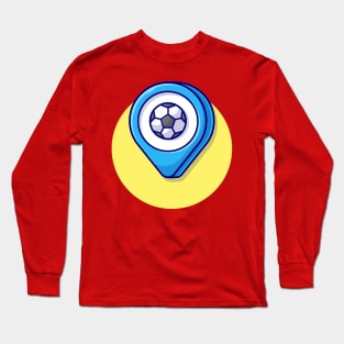 Location Map With Soccer Cartoon Vector Icon Illustration (2) Long Sleeve T-Shirt